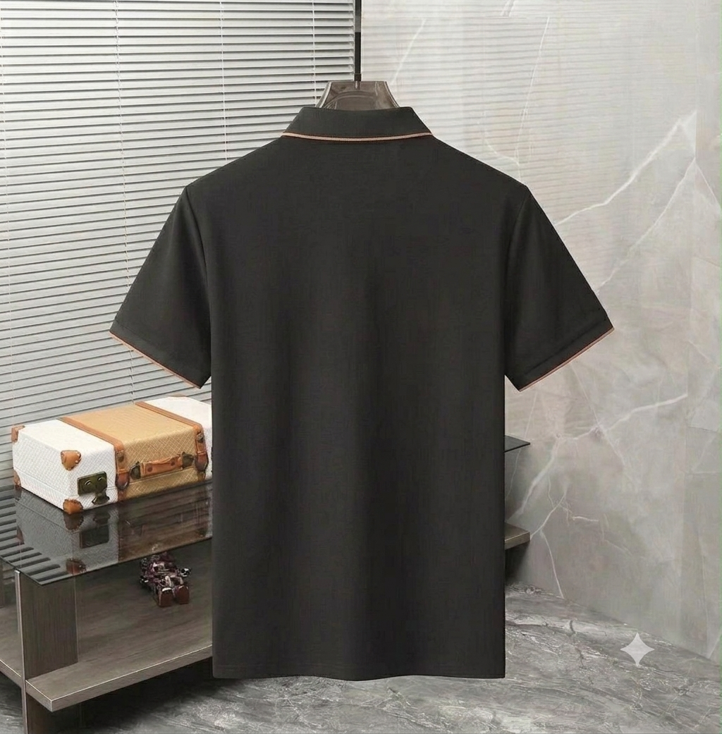 Black graphic t-shirt for men, back view
