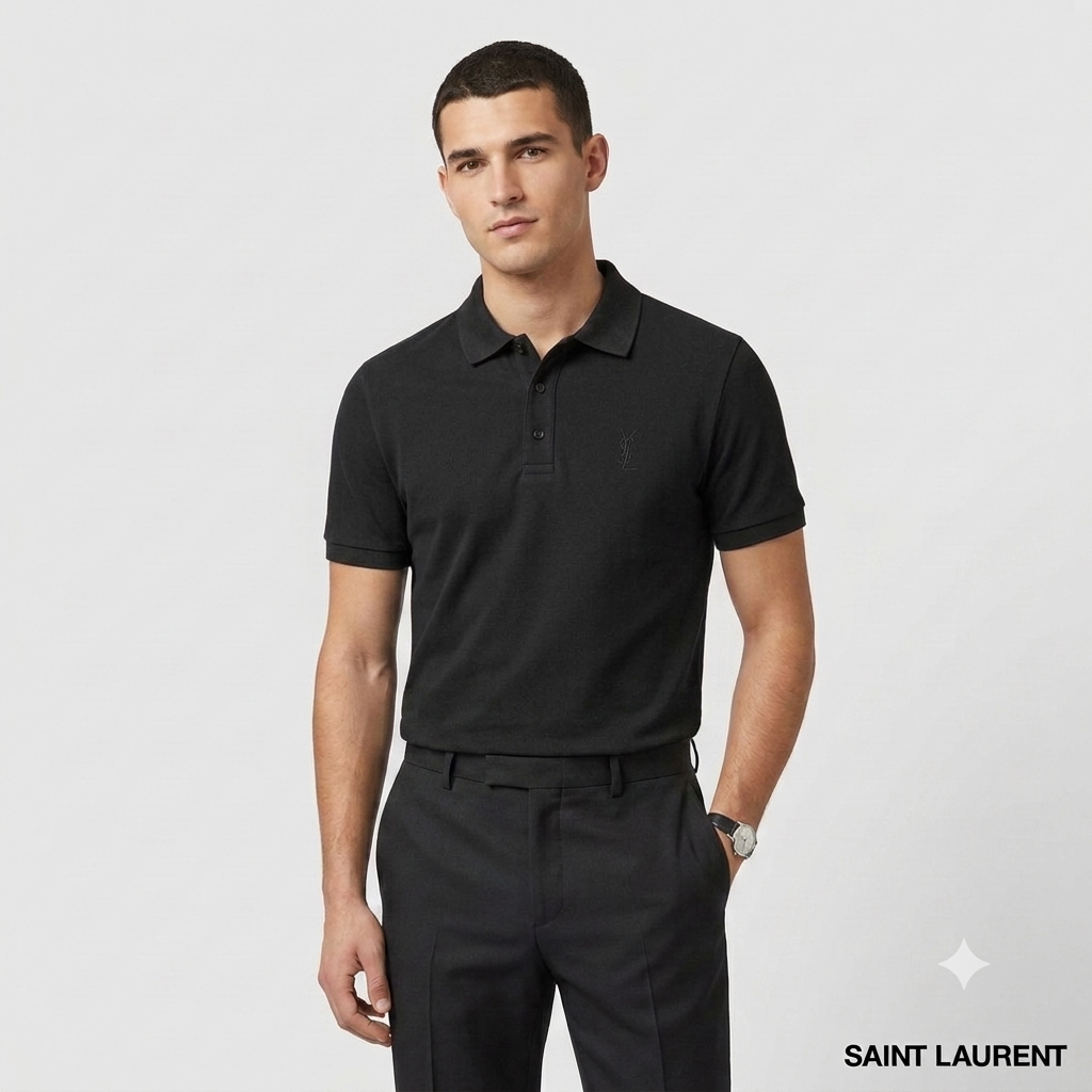 Black t-shirt styled with denim, casual streetwear look

