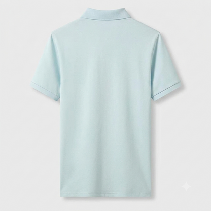 Blue graphic t-shirt for men, back view
