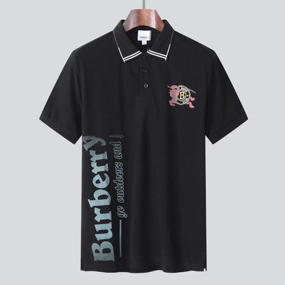 BURBERRY || SHORT SLEEVE LOGO PRINTED T-SHIRT WITH COLLAR - FASHION MYST 