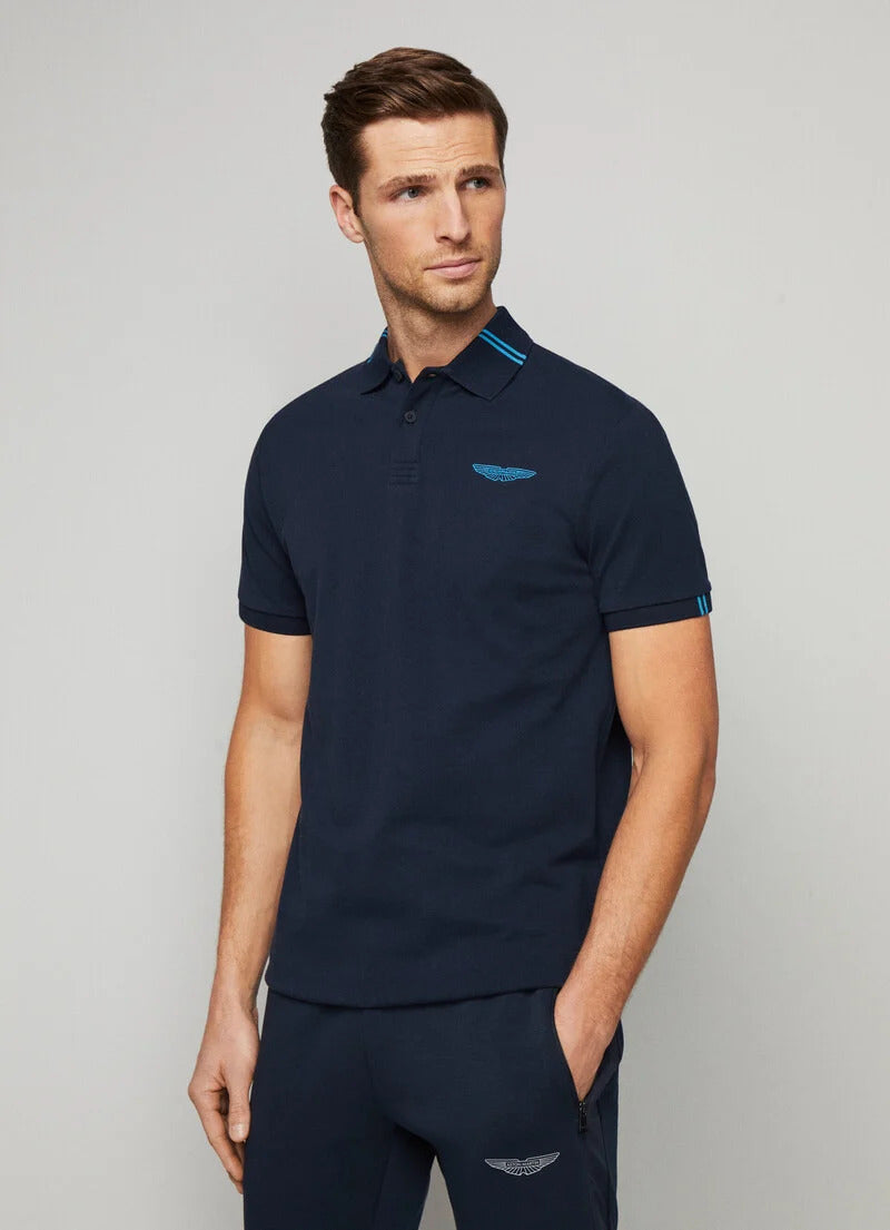 HACKETT ASTON MARTIN CLASSIC FIT POLO SHIRT BLUE FASHION MYST