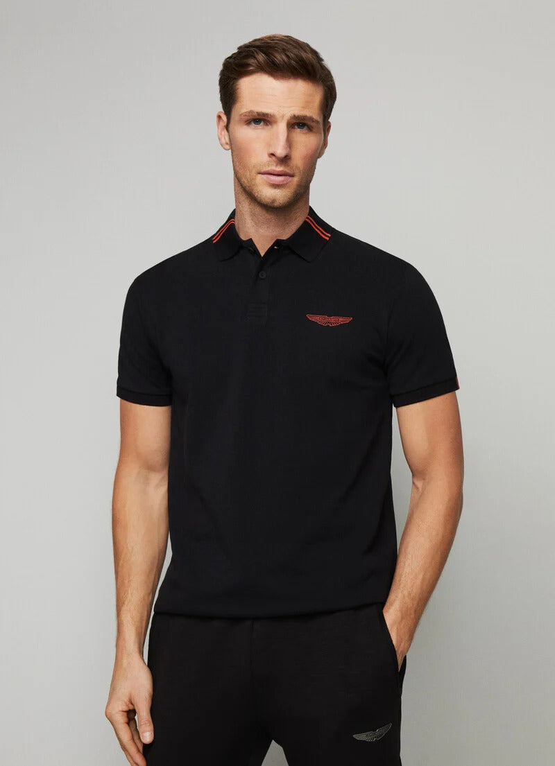 HACKETT || ASTON MARTIN CLASSIC FIT POLO SHIRT / BLACK - FASHION MYST 