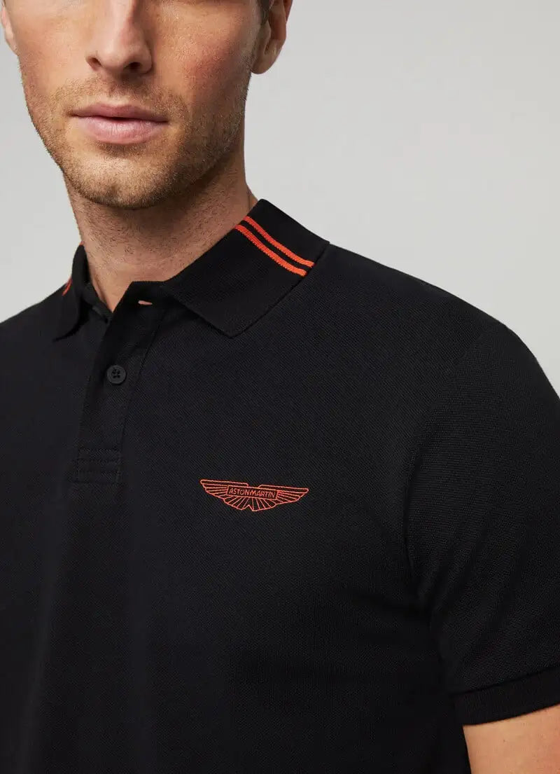 HACKETT || ASTON MARTIN CLASSIC FIT POLO SHIRT / BLACK - FASHION MYST 