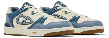 CHRISTIAN DIOR || B27 Low-Top Sneaker in White and Grey Smooth Calfskin with Dior Oblique Galaxy Leather