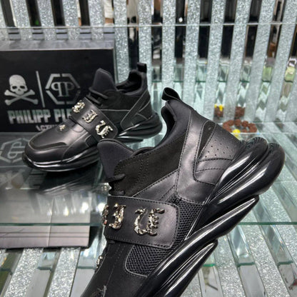 PHILIPP PLEIN || Runner Gothic Low-Top Black Sneakers