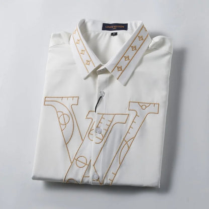 LOUIS VUITTON || High-End Letter-Printed Shirt Men's Fashion Long-Sleeved Shirt - FASHION MYST 