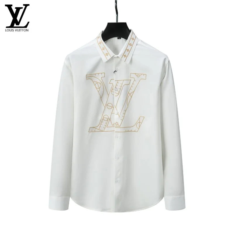 LOUIS VUITTON || High-End Letter-Printed Shirt Men's Fashion Long-Sleeved Shirt - FASHION MYST 