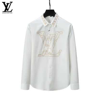 LOUIS VUITTON || High-End Letter-Printed Shirt Men's Fashion Long-Sleeved Shirt - FASHION MYST 