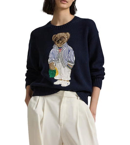 POLO RALPH LAUREN || Polo Bear Cotton Crewneck Ladies Jumper