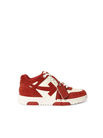 OFF-WHITE || Brick Red/White Out Of Office Suede Sneaker
