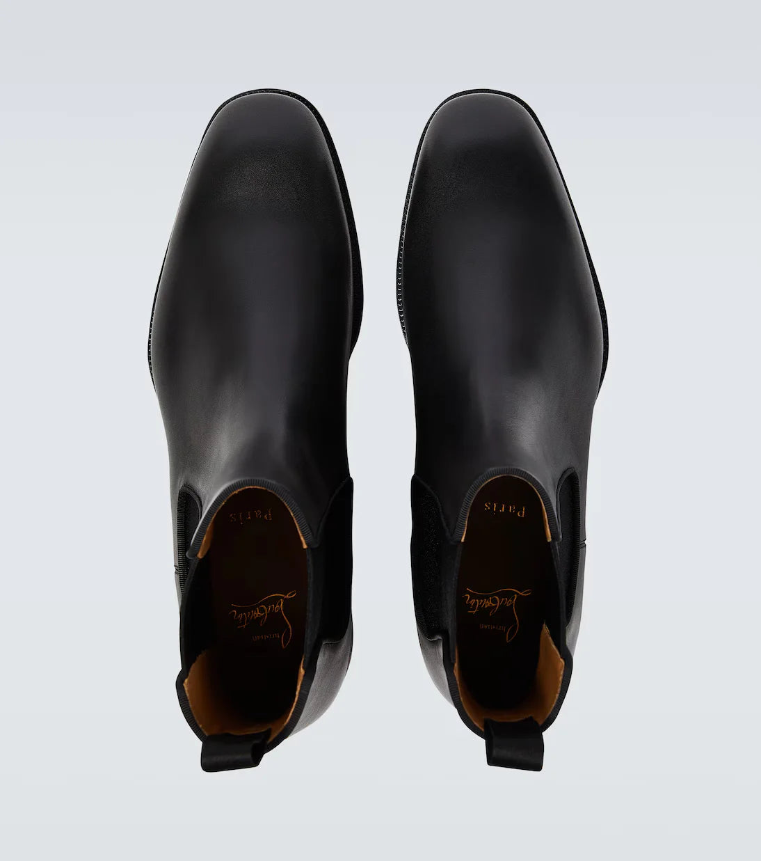 CHRISTIAN LOUBOUTIN || Louis Men's Spikes Orlato Flat in Black Calf Leather