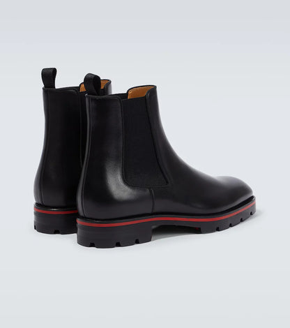 CHRISTIAN LOUBOUTIN || Louis Men's Spikes Orlato Flat in Black Calf Leather