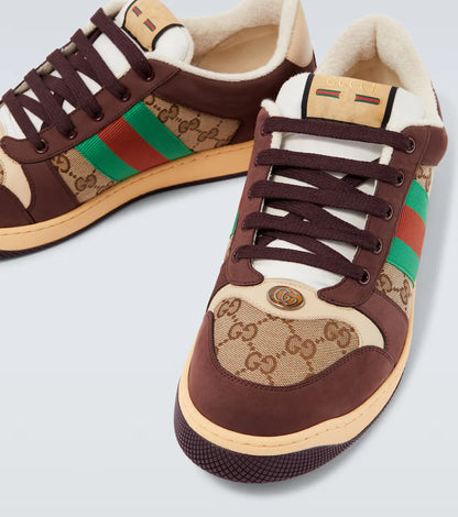 GUCCI || Men's Screener GG Canvas & Leather Sneakers - Brown/Multi