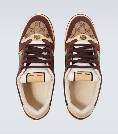 GUCCI || Men's Screener GG Canvas & Leather Sneakers - Brown/Multi