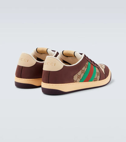 GUCCI || Men's Screener GG Canvas & Leather Sneakers - Brown/Multi
