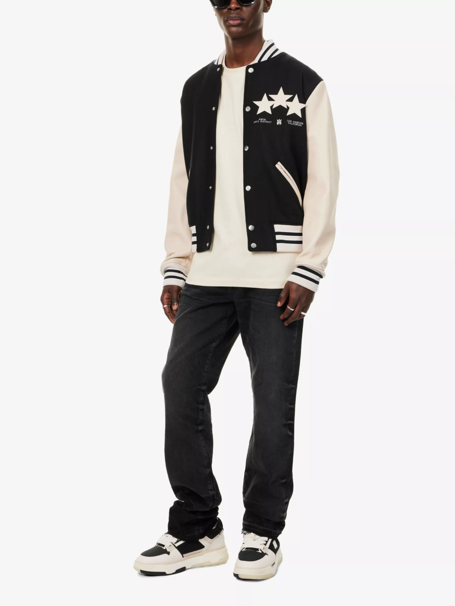 AMIRI || Stars Brand-Embroidered Wool-Blend Versity Jacket