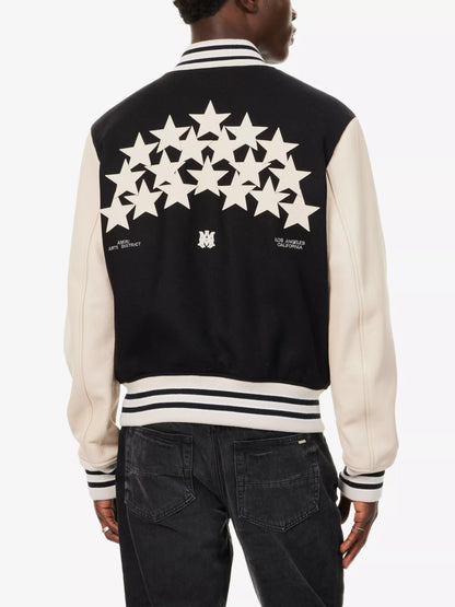 AMIRI || Stars Brand-Embroidered Wool-Blend Versity Jacket