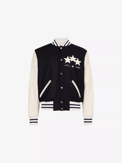 AMIRI || Stars Brand-Embroidered Wool-Blend Versity Jacket