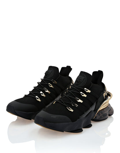 PHILIPP PLEIN || Plein Sport Tiger Attack Men’s Luxury Sneakers – Black & Gold Edition
