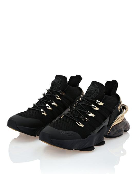 PHILIPP PLEIN || Plein Sport Tiger Attack Men’s Luxury Sneakers – Black & Gold Edition