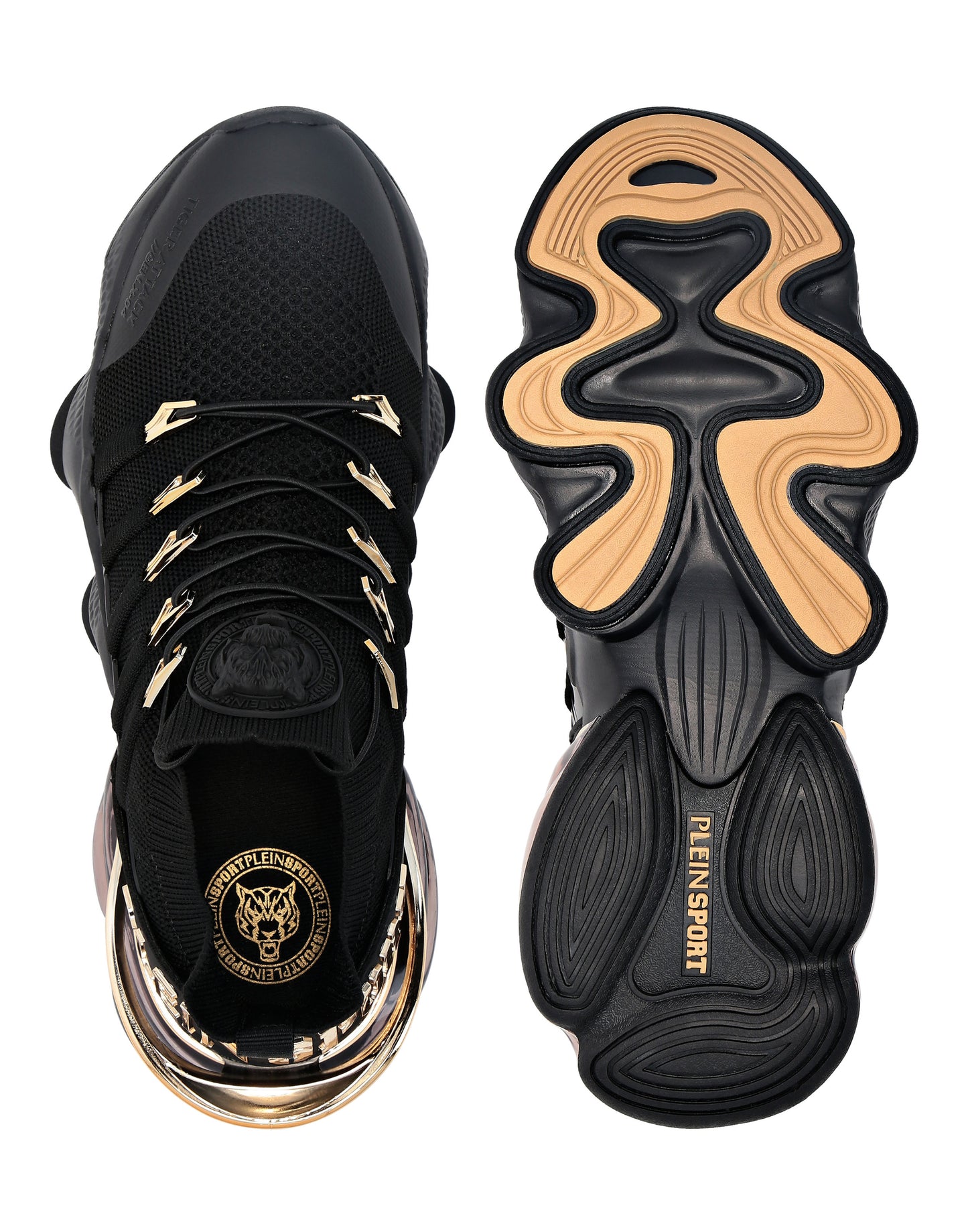 PHILIPP PLEIN || Plein Sport Tiger Attack Men’s Luxury Sneakers – Black & Gold Edition