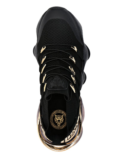 PHILIPP PLEIN || Plein Sport Tiger Attack Men’s Luxury Sneakers – Black & Gold Edition