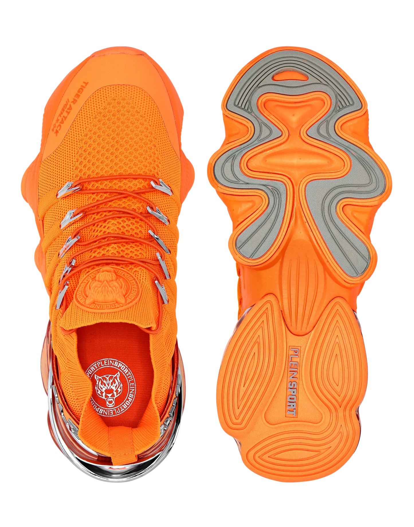 PHILIPP PLEIN || Plein Sport Tiger Attack Gen.X-04 Orange Knit Tech Sneakers