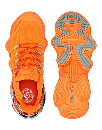 PHILIPP PLEIN || Plein Sport Tiger Attack Gen.X-04 Orange Knit Tech Sneakers