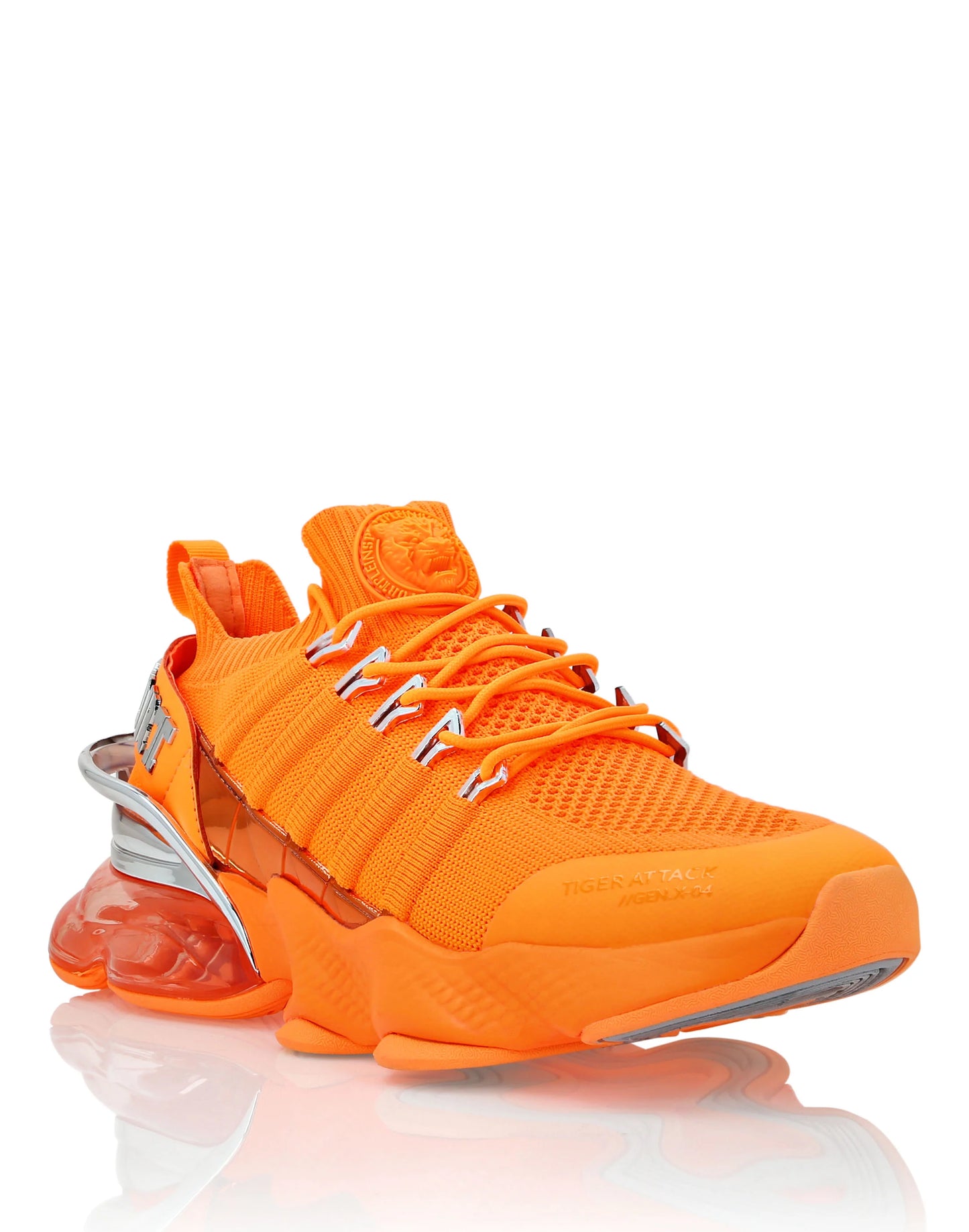 PHILIPP PLEIN || Plein Sport Tiger Attack Gen.X-04 Orange Knit Tech Sneakers