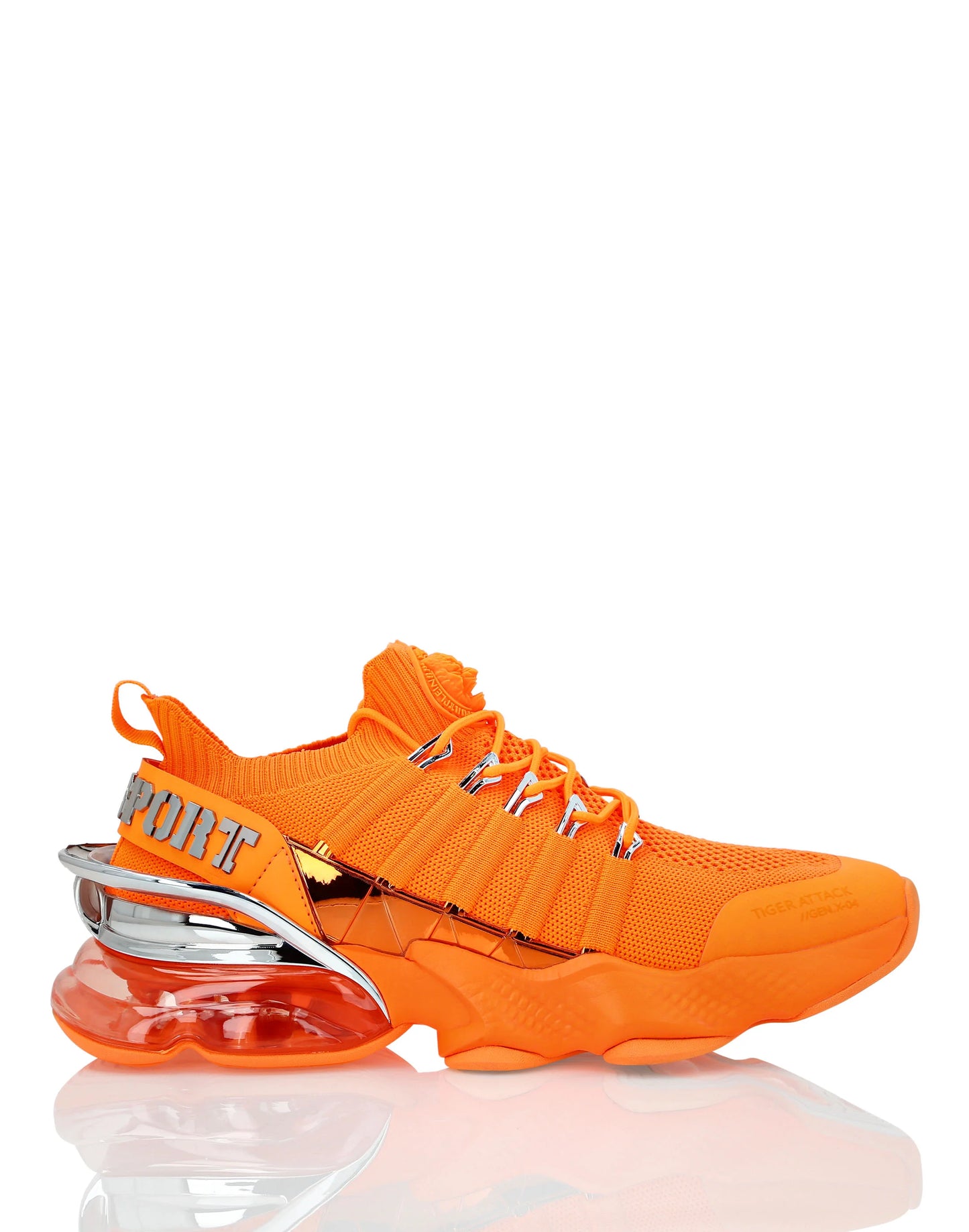 PHILIPP PLEIN || Plein Sport Tiger Attack Gen.X-04 Orange Knit Tech Sneakers