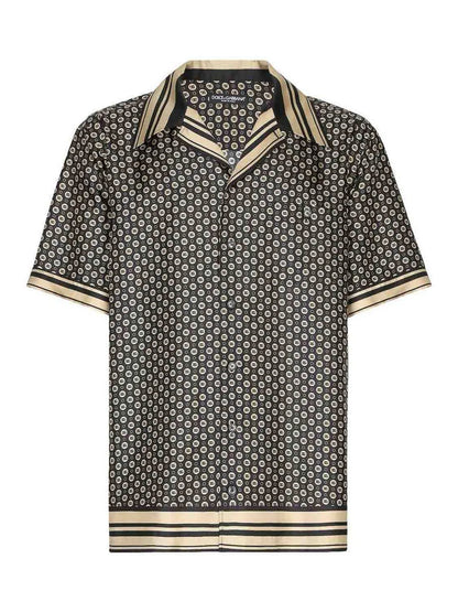 DOLCE & GABBANA || Beige Silk Short Sleeve Shirt - FASHION MYST 