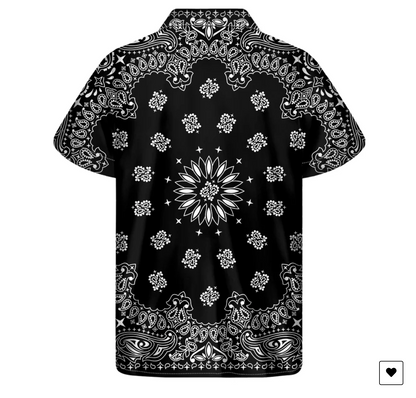 AMIRI || Black Paisley Bandana Print Men's Short Sleeves Shirt - FASHION MYST 