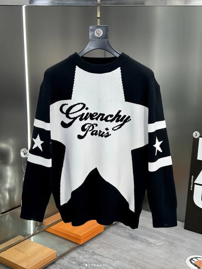 GIVENCHY || Star Logo-Embroidered Black Cardigan