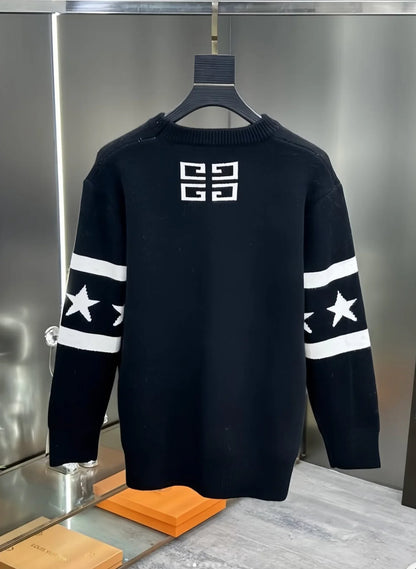 GIVENCHY || Star Logo-Embroidered Black Cardigan