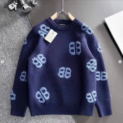 BALENCIAGA || BB Logo Jacquard Wool Jumper Pullover