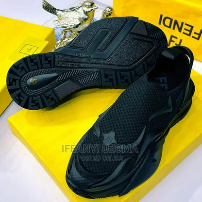 Fendi Flow Black Mesh Running Sneakers - FASHION MYST 