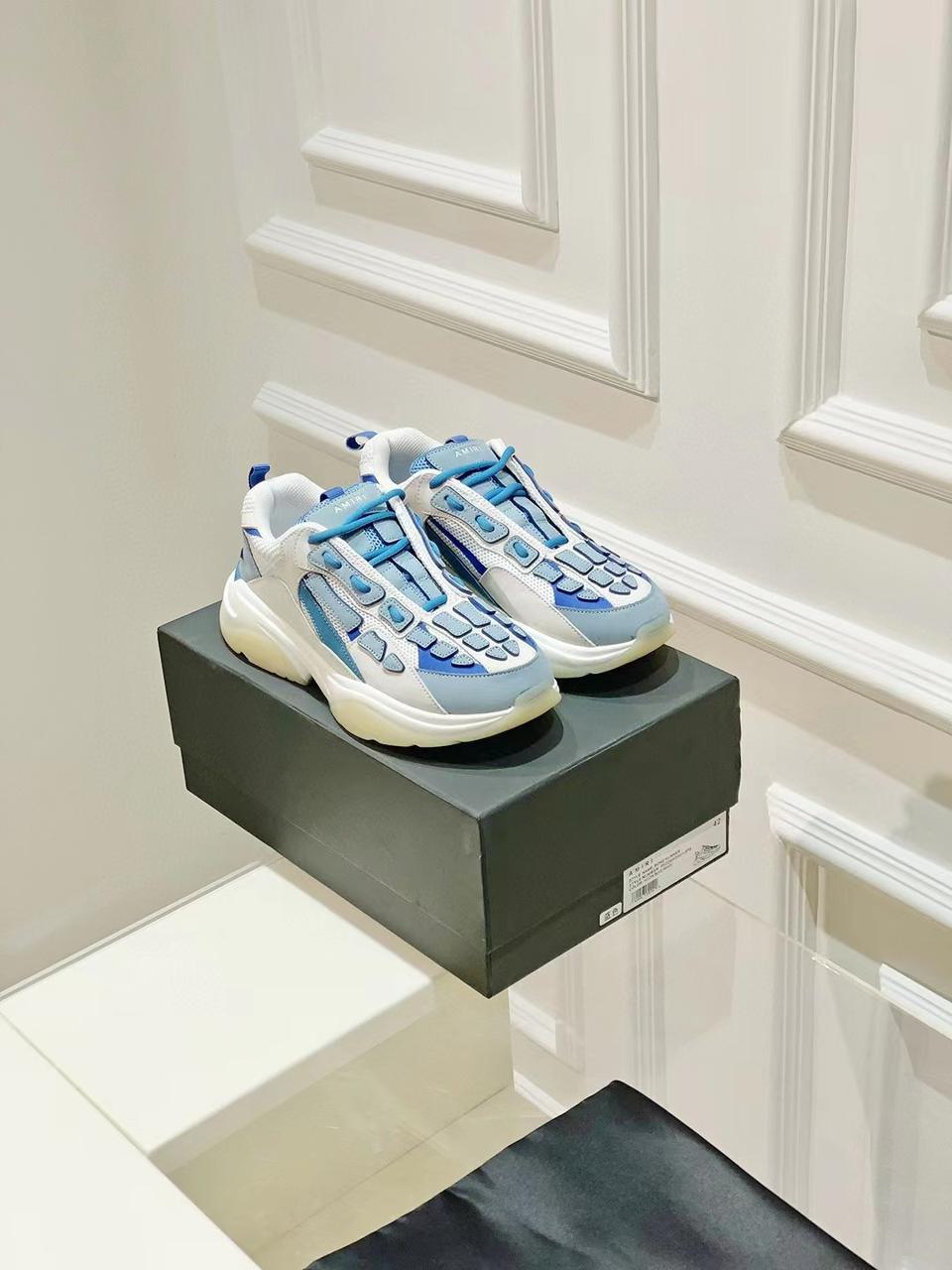 AMIRI || BONE RUNNERS SNEAKER WHITE/BLUE - FASHION MYST 