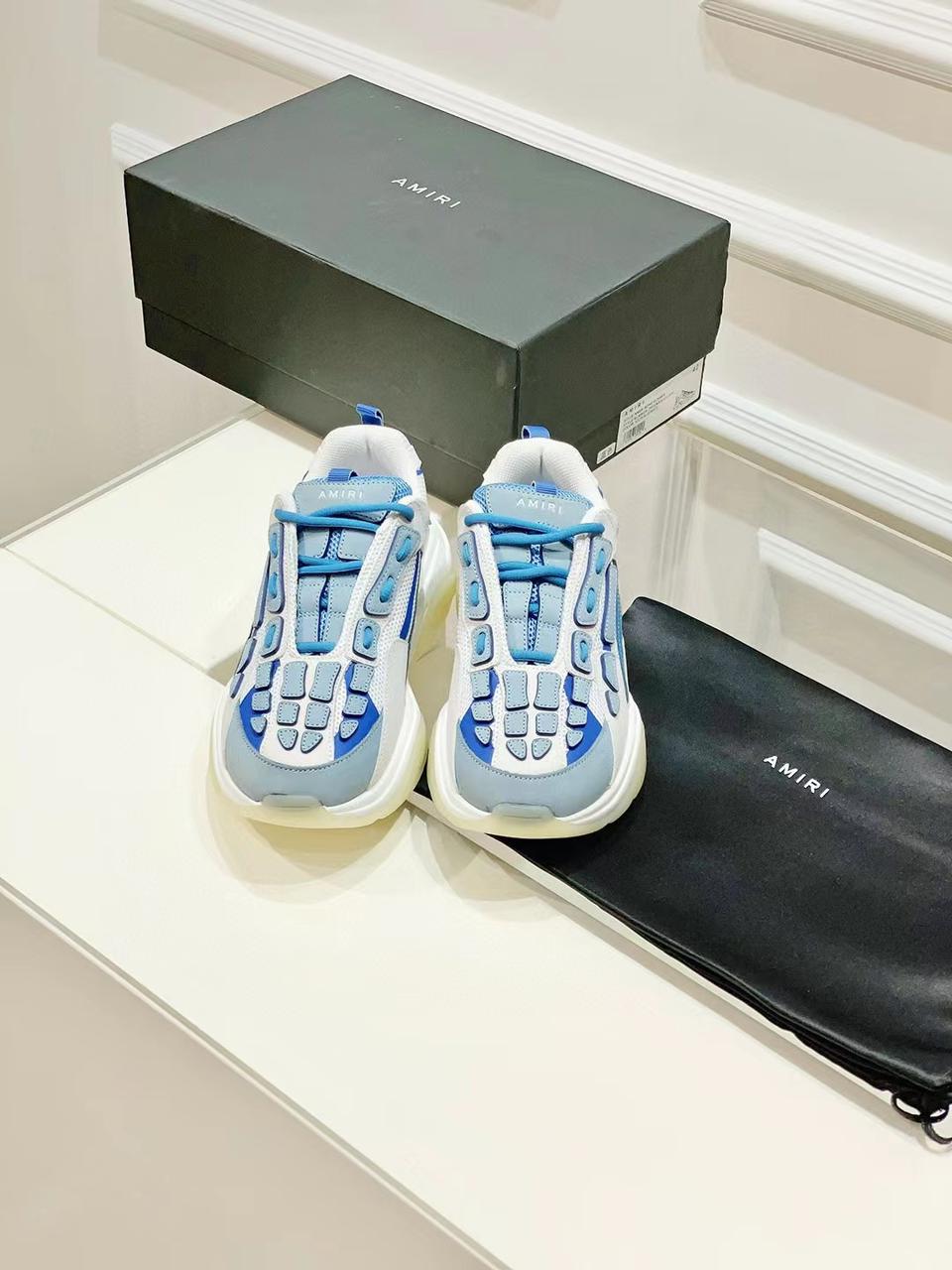 AMIRI || BONE RUNNERS SNEAKER WHITE/BLUE - FASHION MYST 