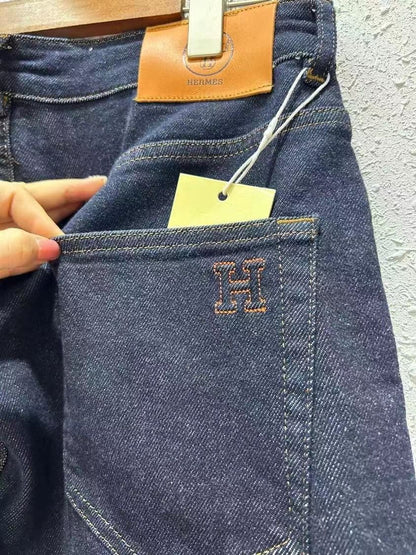 HERMES || Lightly Washed Slim Fit Jeans || DARK NAVY - FASHION MYST 