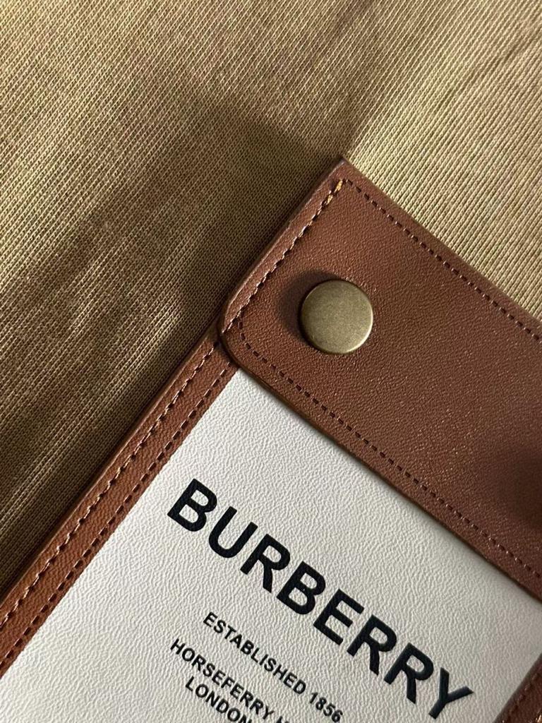BURBERRY || Men Solid Round Neck Pure Cotton Brown T-Shirt