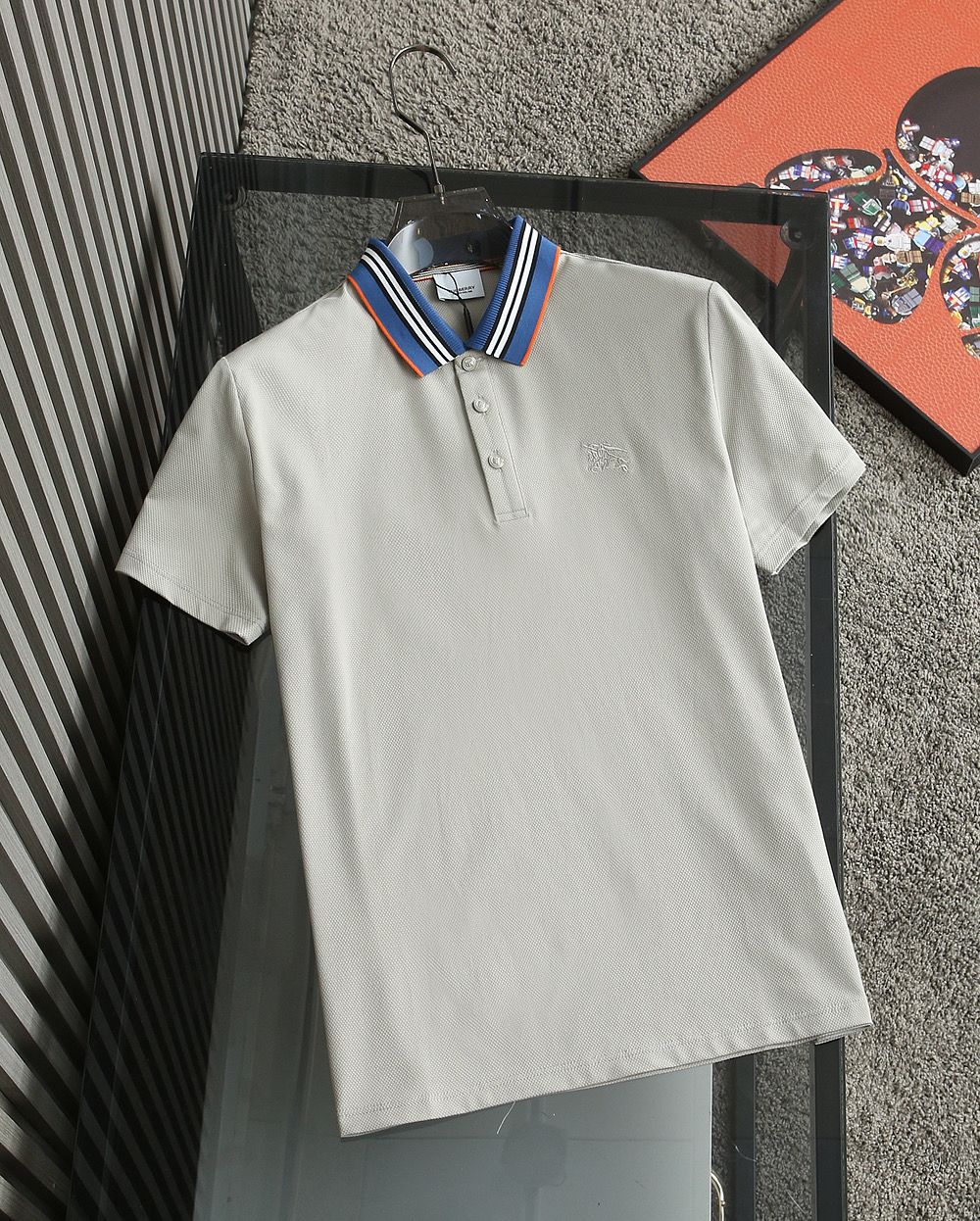 BURBERRY || Polo T-Shirt With Double White Stripes Collar - FASHION MYST 