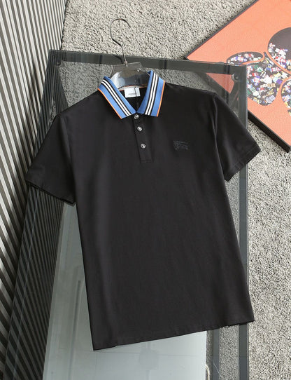 BURBERRY || Polo T-Shirt With Double White Stripes Collar - FASHION MYST 