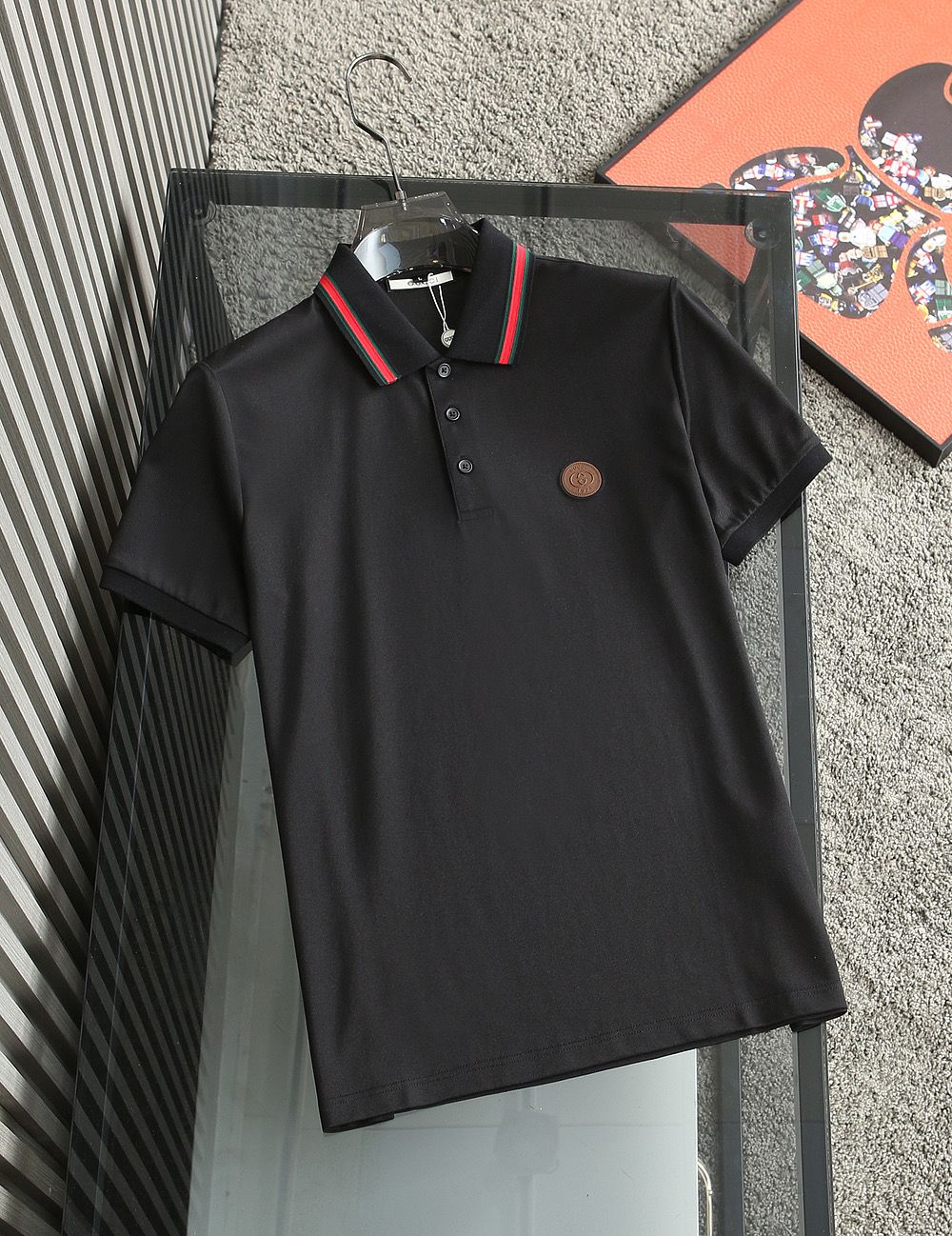 Polo Tshirt Black Gucci Collar Shirt Gucci Black Cotton Pique Web