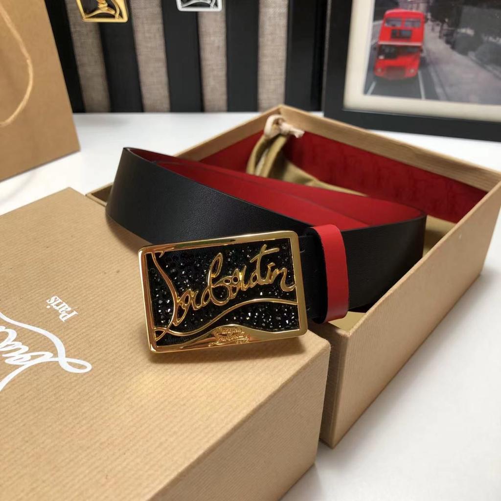 CHRISTIAN LOUBOUTIN Ricky Logo Buckle Leather Belt FASHION MYST