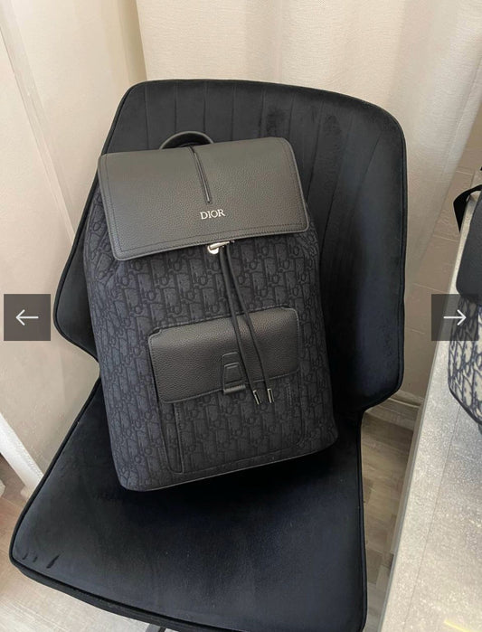 Dior Men Motion CHRISTIAN DIOR || Backpack Black Dior Oblique Mirage Technical Fabric and Grained Calfskin - FASHION MYST 