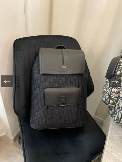 Dior Men Motion CHRISTIAN DIOR || Backpack Black Dior Oblique Mirage Technical Fabric and Grained Calfskin - FASHION MYST 