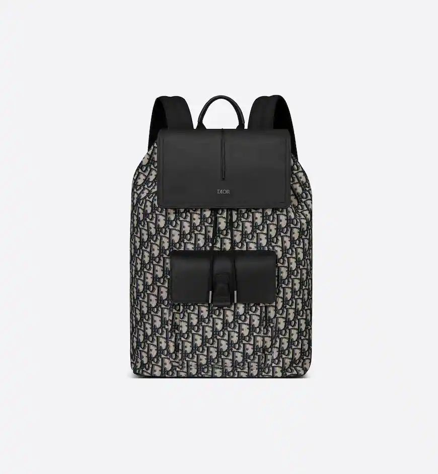 Dior Men Motion CHRISTIAN DIOR || Backpack Black Dior Oblique Mirage Technical Fabric and Grained Calfskin - FASHION MYST 