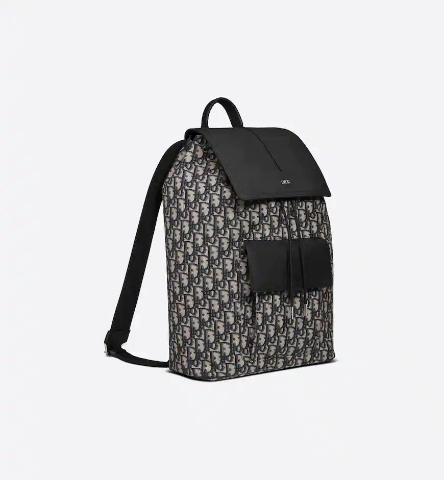 Dior Men Motion CHRISTIAN DIOR || Backpack Black Dior Oblique Mirage Technical Fabric and Grained Calfskin - FASHION MYST 