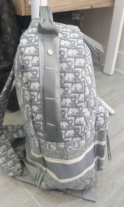 CHRISTIAN DIOR || Travel Backpack Dior Oblique Jacquard GREY/BLACK/BLUE - FASHION MYST 