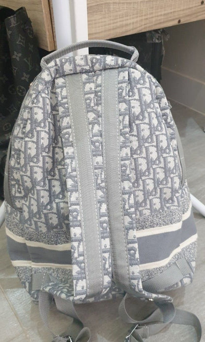 CHRISTIAN DIOR || Travel Backpack Dior Oblique Jacquard GREY/BLACK/BLUE - FASHION MYST 